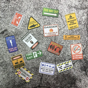 1/12 Prop Warning Signs (Set of 15) - Suitable for 6'" Inch Action Figures