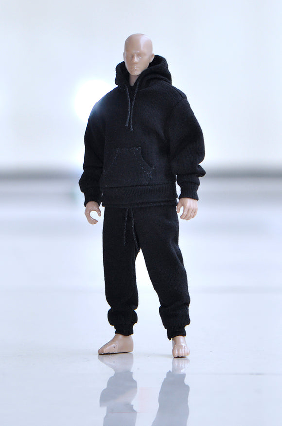 1/12 Fashion 3pc Sweatpants Suit (Black) - Clothes Suitable for 6'' Inch Action Figures