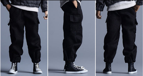 1/12 Fashion Cargo Trousers (Black) - Clothes Suitable for 6'' Inch Action Figures