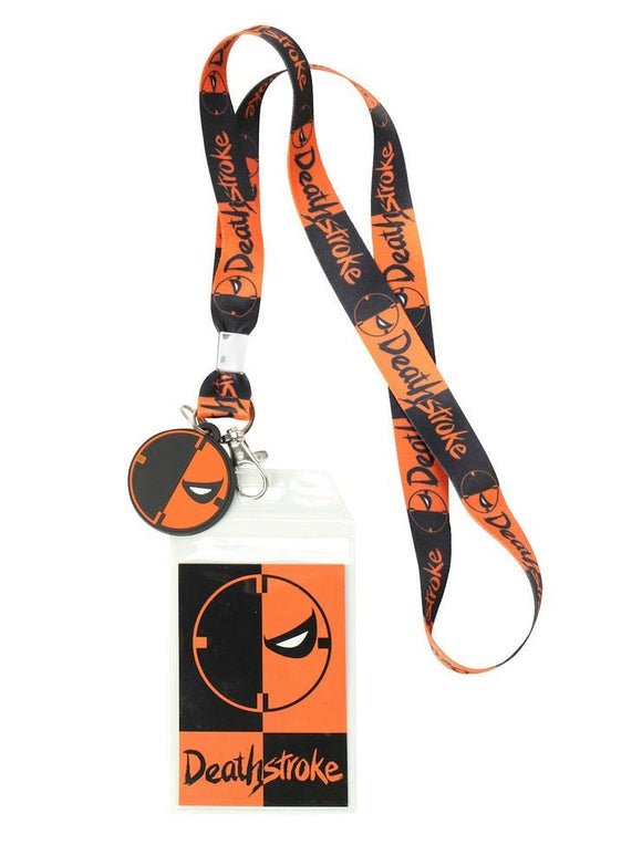 DC Comics Justice League Deathstroke Comic Logo Lanyard with PVC Charm & ID Holder