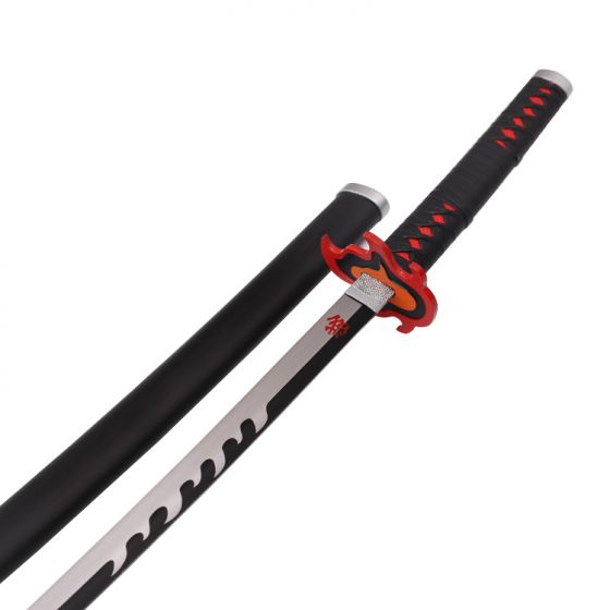 Demon Slayer 'Tanjiro Kamado V2 - Fire Breath Black Nichirin' Style Sword with Scabbard