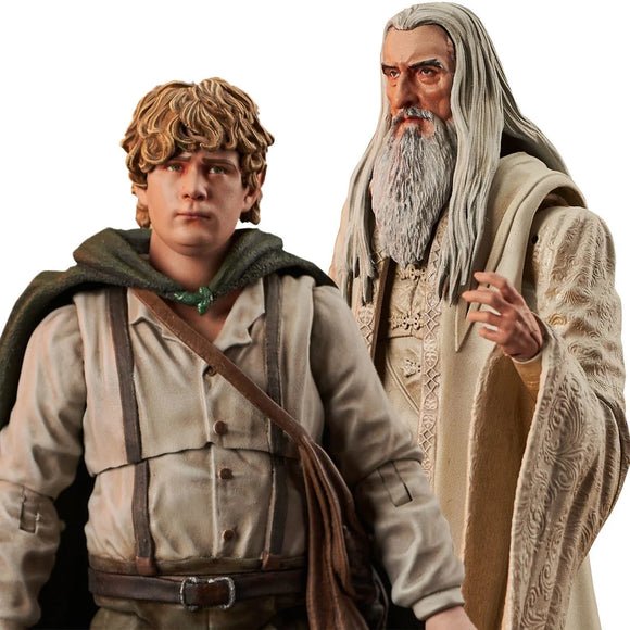 The Lord of the Rings Select Wave 6 Set of 2 (Saruman the White & Samwise Gamgee) Action Figures (Diamond Select Toys)