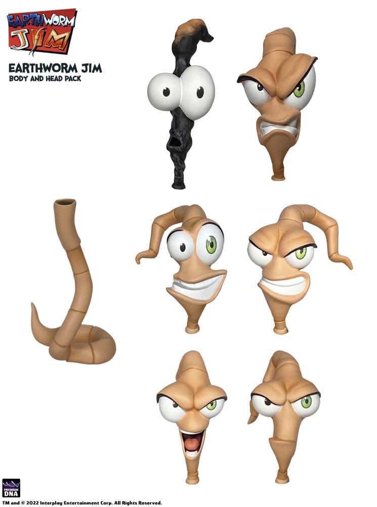 Earthworm Jim Accessory Pack Wave 1: Worm Body & Jim Heads - Premium D ...