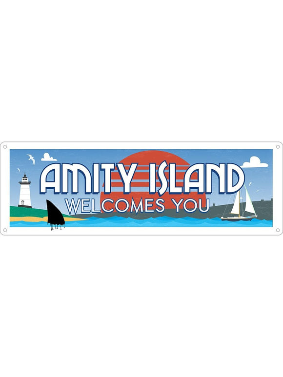 Amity Island Welcomes You Slim Tin Sign - Jaws