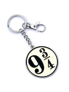 Platform 9 3/4 Keyring on a silver plated ring and clip