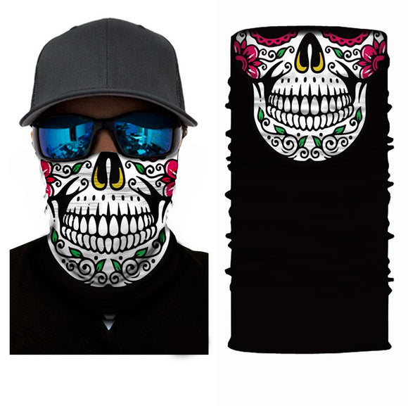 Day of the Dead Style Mask Motorcycle Biker Scarf Face Neck Bandana Ski Paintball Snood