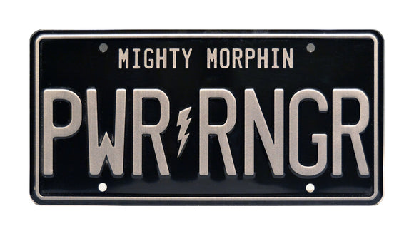 Mighty Morphin’ Power Rangers 'PWR RNGR' Metal Stamped Vanity License Plate