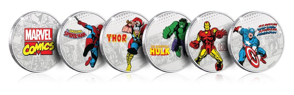 Official Marvel Limited Edition .999 Silver Plated Coin - Full Set (London Comic Con Exclusive)