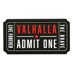 Valhalla Admit One Moral Vikings PVC Patch Hook and Loop Velcro, Airsoft, Paintball - Black