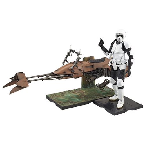 Star Wars Scout Trooper and Speeder Bike 1:12 Scale Model Kit - Bandai